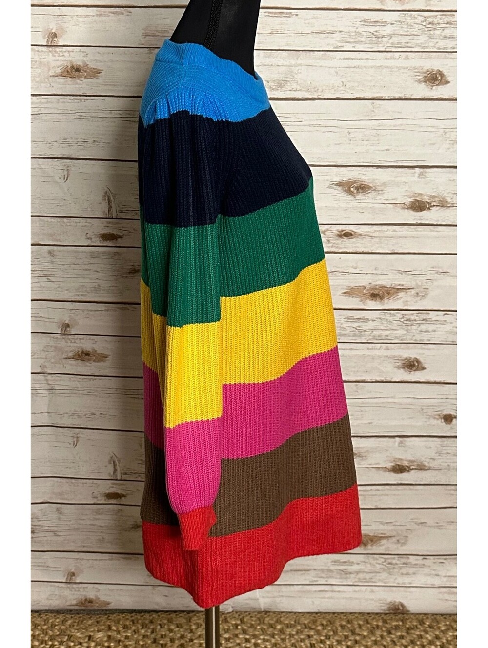 GAP Kids multicolored colorblock striped pullover knit sweater XL(12) dopemine - Picture 4 of 6
